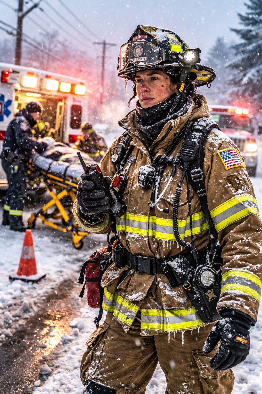 Firefighter in snow